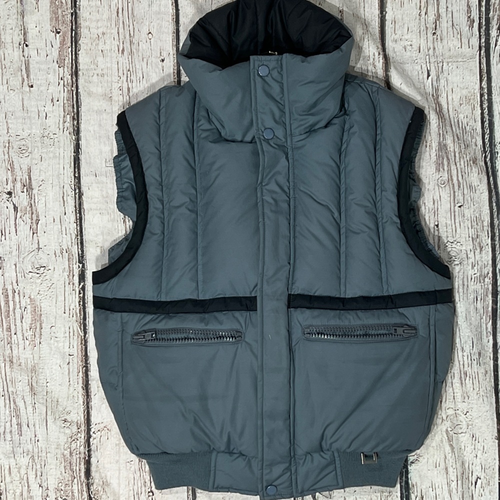 Vintage 1980s Profile Ski Skiing Gray Vest Puffer Goose Down Jacket